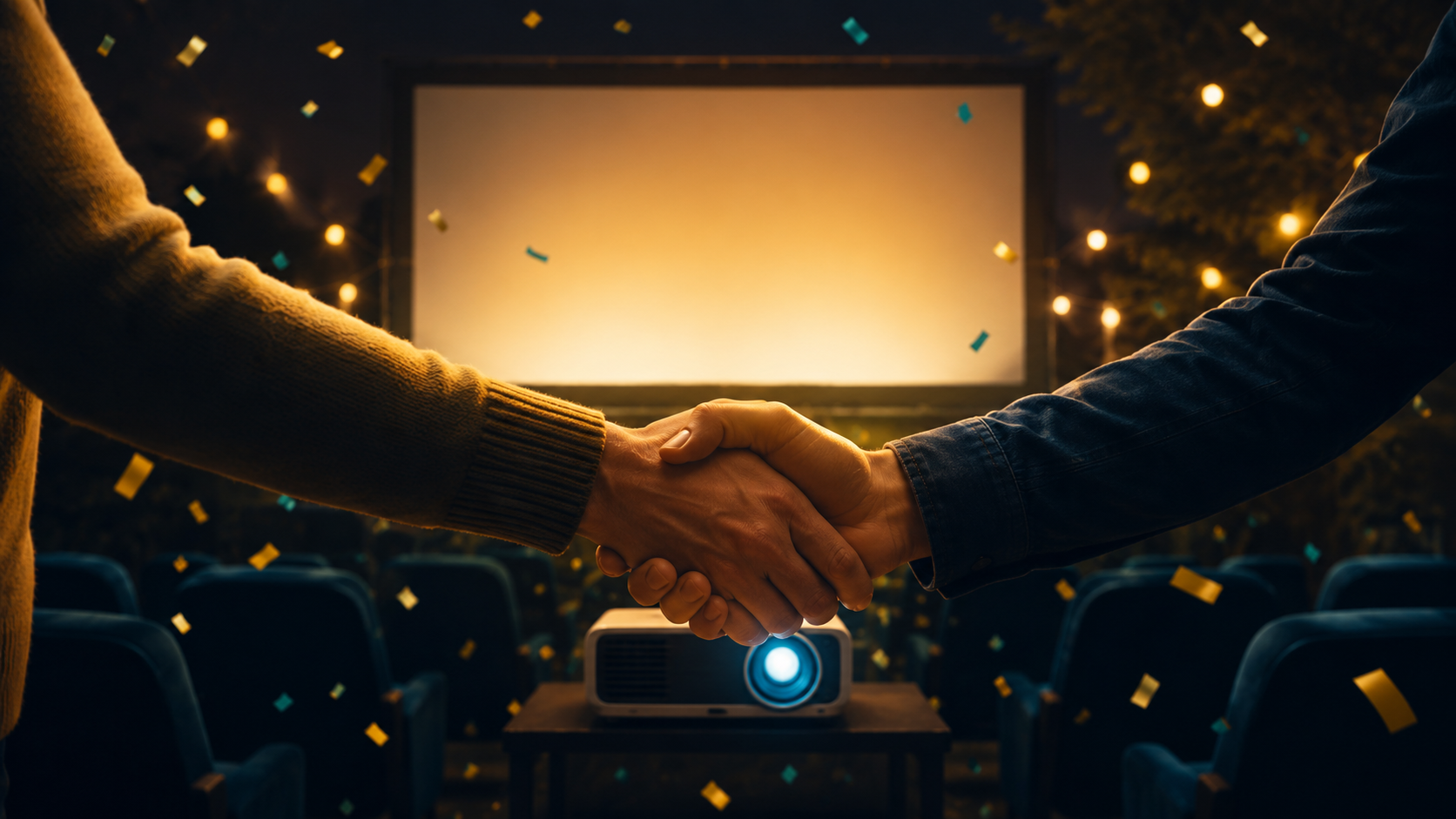 Une infographie d'une campagne de financement réussie pour le Cinéma du lac.